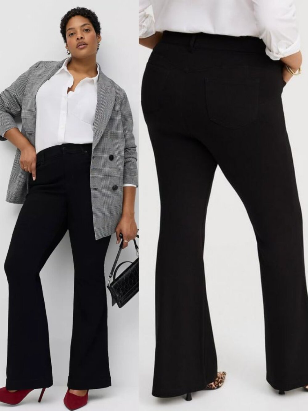 Torrid Black Studio Ponte Knit High Rise Flare Pants